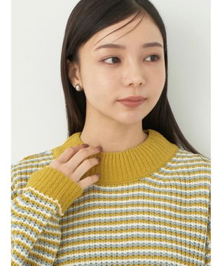 earth music&ecology マットベロアモールプルオーバー Border Yellow