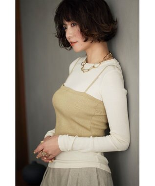 uncrave 【手洗い可】ドライタッチ ニット カップ付き バンドゥ（uncrave WHITE） サンドベージュ×ゴールド