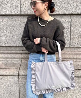 LA BAGAGERIE LA BAGAGERIE×chiyo ポーチ付きフリルエコバッグ シルバー