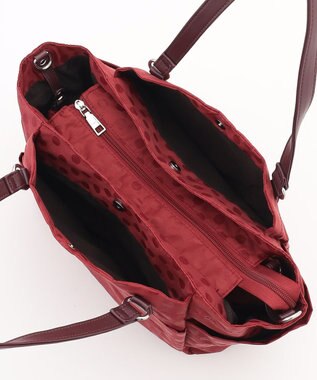 Y'SACCS ドットジャガードポーチ付きトートバッグ ワイン