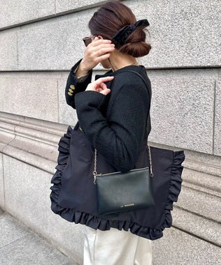 LA BAGAGERIE LA BAGAGERIE×chiyo ポーチ付きフリルエコバッグ ブラック