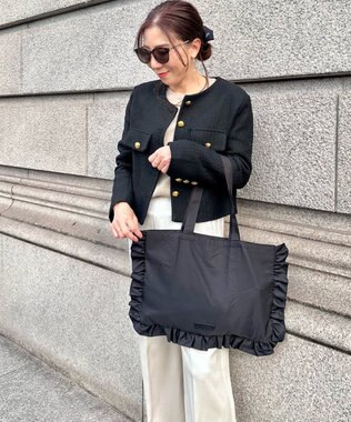 LA BAGAGERIE LA BAGAGERIE×chiyo ポーチ付きフリルエコバッグ ブラック