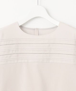 J.PRESS LADIES 【吸水速乾】ピンタックコンビジャージー カットソー ライトグレー系