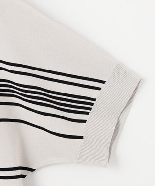 J.PRESS LADIES L 【洗える】レーヨンエリートストレッチ ボーダー ドルマン ニット グレージュ×ブラック系1