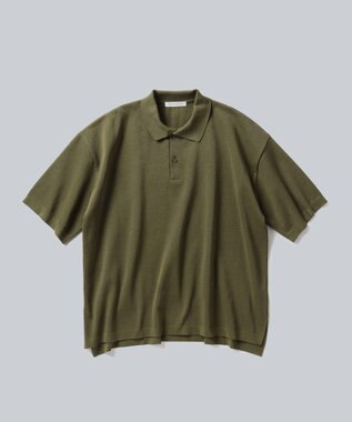 WHITE MAILS 【UNISEX】PAPER KINT HALF SLEEVE OVERSIZED ポロシャツ カーキ