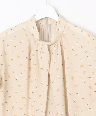 自由区 L 【洗える】ブラッシュドシャドープリント ブラウス シャンパンベージュ系