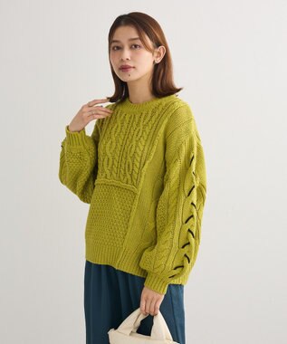 Green Parks 変形ケーブルニットプルオーバー Green