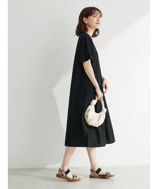 Green Parks 布帛ドッキングカットソーワンピース Black