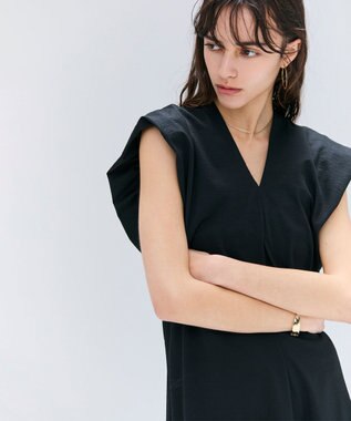 BEIGE， 【洗える】SCALA / コットンリネンボリュームスリーブワンピース Black