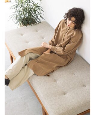 AMERICAN HOLIC バンドカラーシャツワンピース Camel