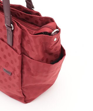 Y'SACCS ドットジャガードポーチ付きトートバッグ ワイン