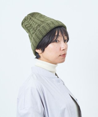 AND WOOL 〈上質な素材と手仕事から生まれた優しいニット〉メリノウール・ケーブル編みニット帽子