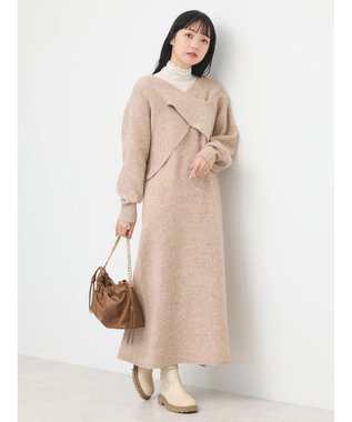 earth music&ecology Ｓｅｔ２点クロスニット＋ノースリーブニットワンピース Beige