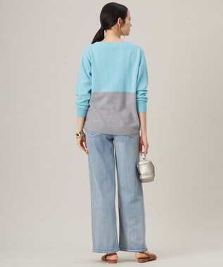 自由区 S 【洗える】セミウーステッドウールボートネック ニット メンソール×ライトグレー