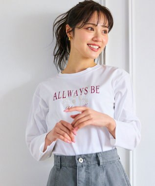 Feroux メッセージプリント・ロングスリーブTシャツ ホワイト系