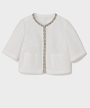 GRACE CONTINENTAL メッシュツイードジャケット ホワイト