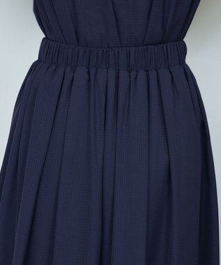 Tiaclasse L 【セットアップ対応・洗える】シアーチェックフレアスカート ネイビー