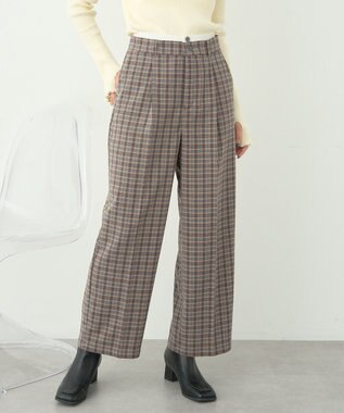 earth music&ecology ダブルウエストデザインパンツ Check Gray