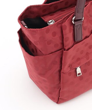 Y'SACCS ドットジャガードポーチ付きトートバッグ ワイン