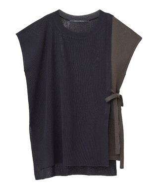 YECCA VECCA メッシュ編みレイヤードニット Green