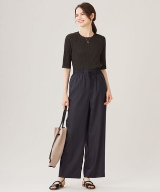 自由区 S 【カタログ掲載・洗える】フルダルスパンマイクロピーチワイドストレート パンツ ブラック