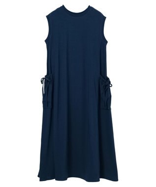 earth music&ecology ギャザーポケットノースリーブワンピース Dark Blue
