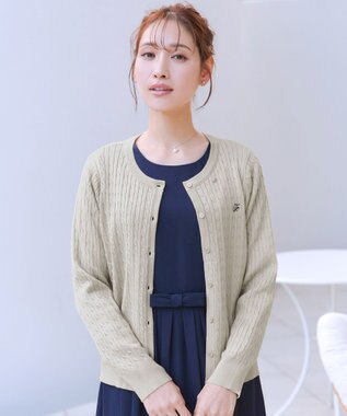 Tiaclasse ワンポイント刺繍ケーブルカーディガン