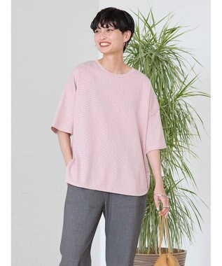 AMERICAN HOLIC 接触冷感裾ラウンドカットプルオーバー Border Pink