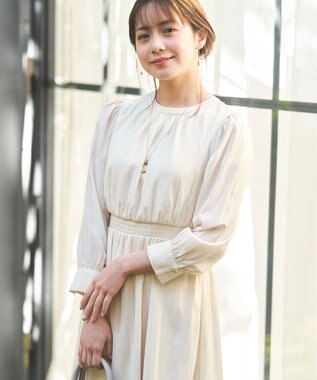 ANY SIS S 【低身長企画】フェミニンギャザー ワンピース アイボリー