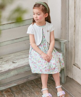 ANY KIDS プリント サマー ワンピース ミント×花柄