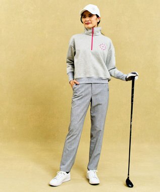 23区GOLF 【WOMEN】ハーフジップスウェット ライトグレー系