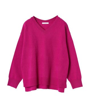 Green Parks もちやわ　Ｖネック前後差プルオーバー Pink