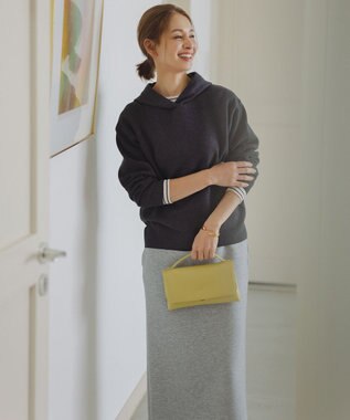 UNFILO コットンカシミヤニット フーディ チャコール