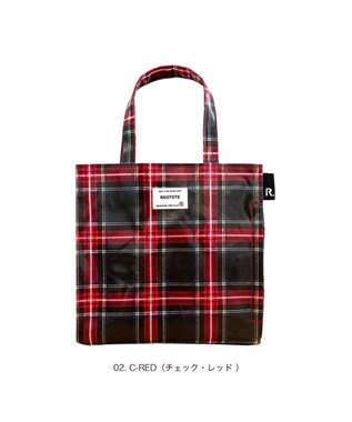 ROOTOTE 3606【ラミネート加工 正方形型】EU.スクエア.ラミネート-T 02：チェック・レッド