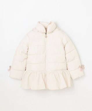 ANY KIDS 【フード取り外し/洗濯機可能】中綿フリル リボンコート エクリュ