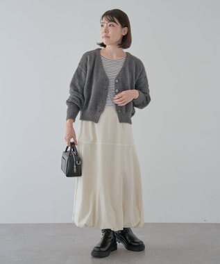 Green Parks ラメシャギーニットカーディガン Light Green