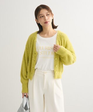 Green Parks ラメシャギーニットカーディガン Light Green