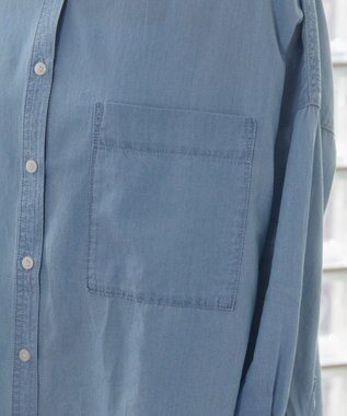 WEGO 【ANGIE VINTAGE】シアーデニムバンドカラーシャツ サックス