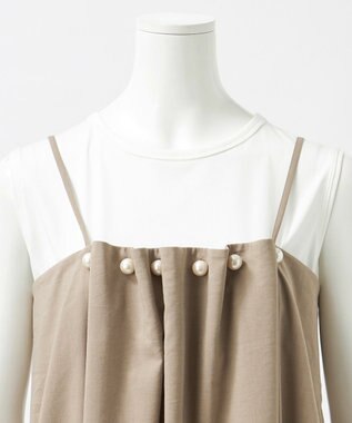 23区 L 【GOLD LABEL】クリスピーリネンストレッチ キャミソールワンピース ブラウン系