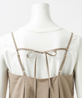 23区 L 【GOLD LABEL】クリスピーリネンストレッチ キャミソールワンピース ブラウン系