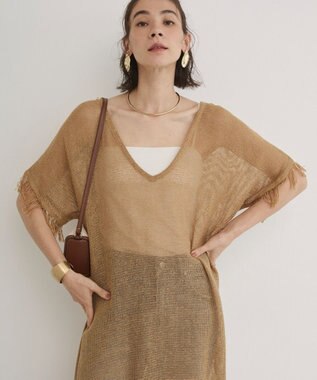 WEGO 【ANGIE VINTAGE】メッシュジレワンピース ベージュ
