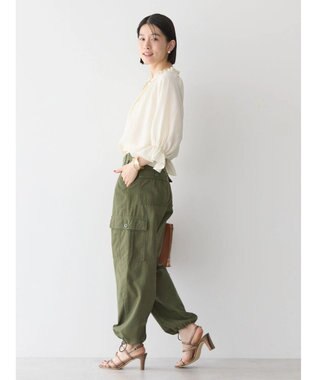 AMERICAN HOLIC 接触冷感　フリル衿５分袖ブラウス Ivory