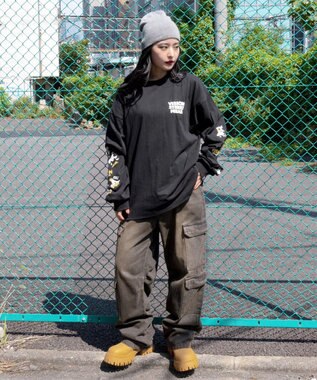 WEGO 【ユニセックス着用ITEM/MLサイズ展開】別注VISIONゴーストグラフィックT（LS） ブラック