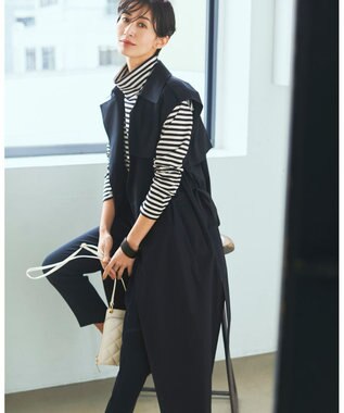 ICB 【洗える】CottonSingleJersey ハイネックプルオーバー ブラックボーダー系