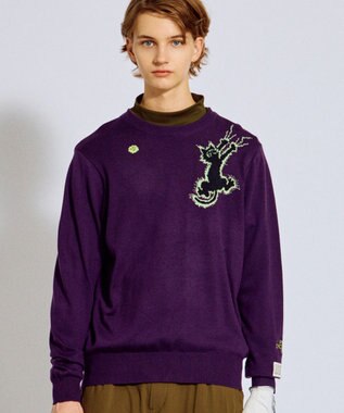 PW CIRCULUS 【MEN】Spark cat クルーネックニット ゴルフ パープル系