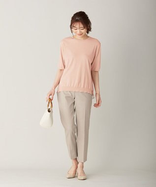 J.PRESS LADIES S 【シワになりにくい】コットンフィッティーシャーク テーパードパンツ ベージュ系