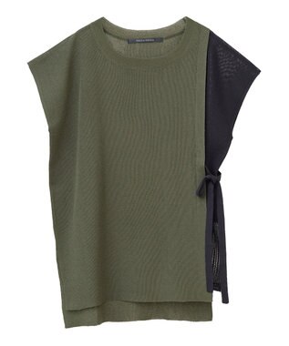 YECCA VECCA メッシュ編みレイヤードニット Green