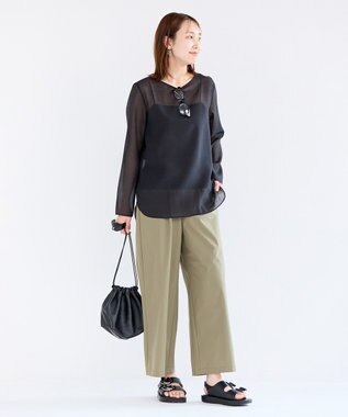 UNFILO シアー ラウンドテールブラウス ブラック