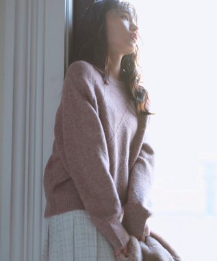 Feroux ハート柄ニット プルオーバー ピンク系