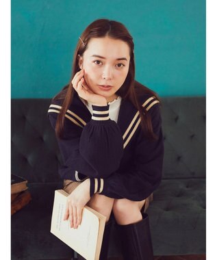 earth music&ecology セーラーニットカーディガン Navy